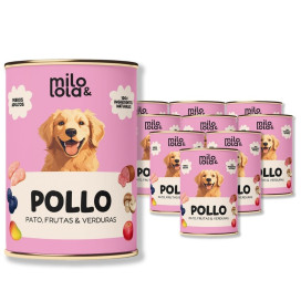 Pack 12 Latas Milo y Lola Pollo y Pato para Perro (12x380g) Comida húmeda para Perros Patitas&co