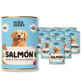 Pack 12 Latas Milo y Lola Salmón para Perro (12x380g) Comida húmeda para Perros Patitas&co