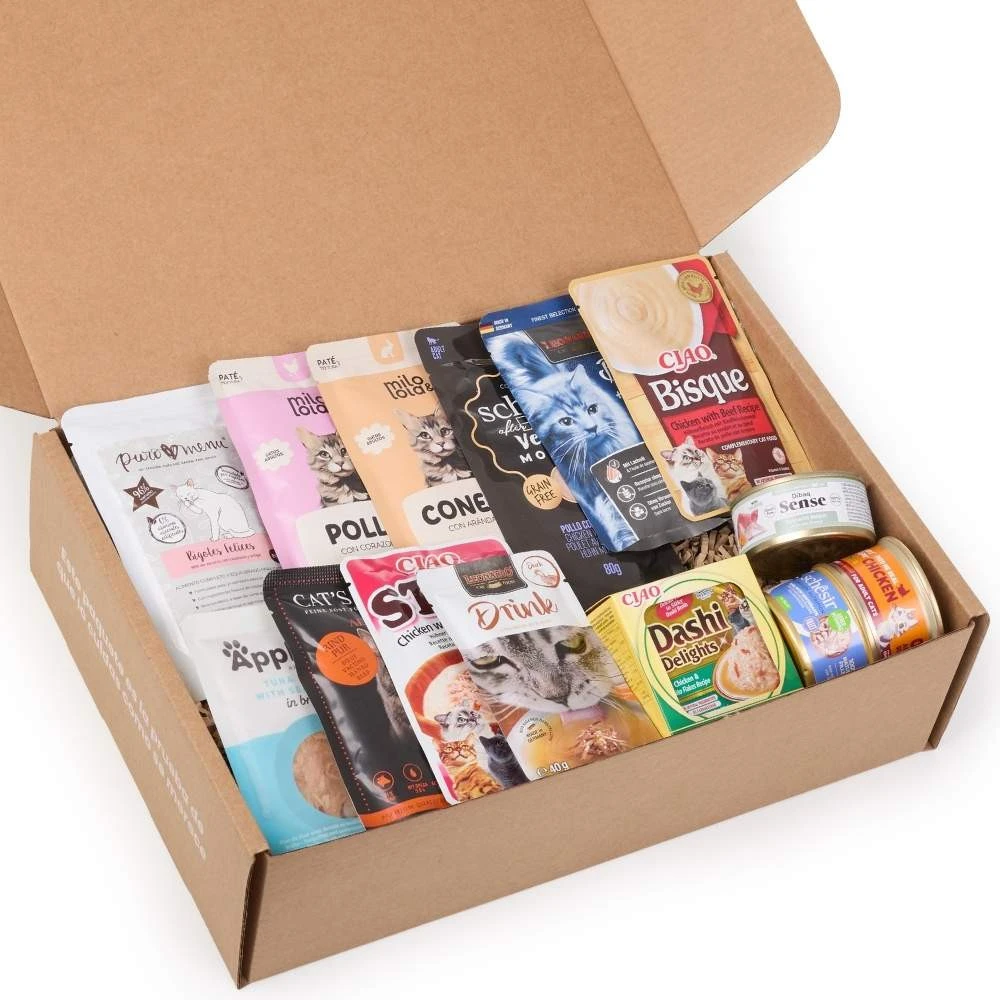 Caja de Degustación Happy CATa Comida húmeda para gatos Patitas&co