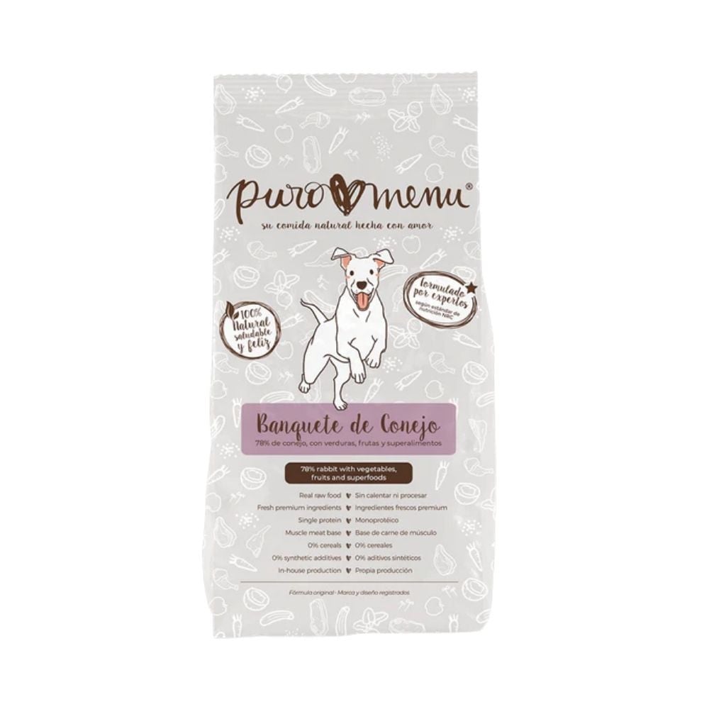 Puromenu Dieta BARF Conejo (Banquete de Conejo) para Perros Dieta BARF Perros Patitas&co