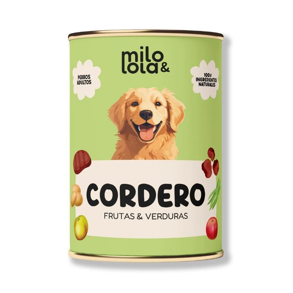 Milo y Lola Cordero (Alimentación Natural Completa) Perro Comida húmeda para Perros Patitas&co