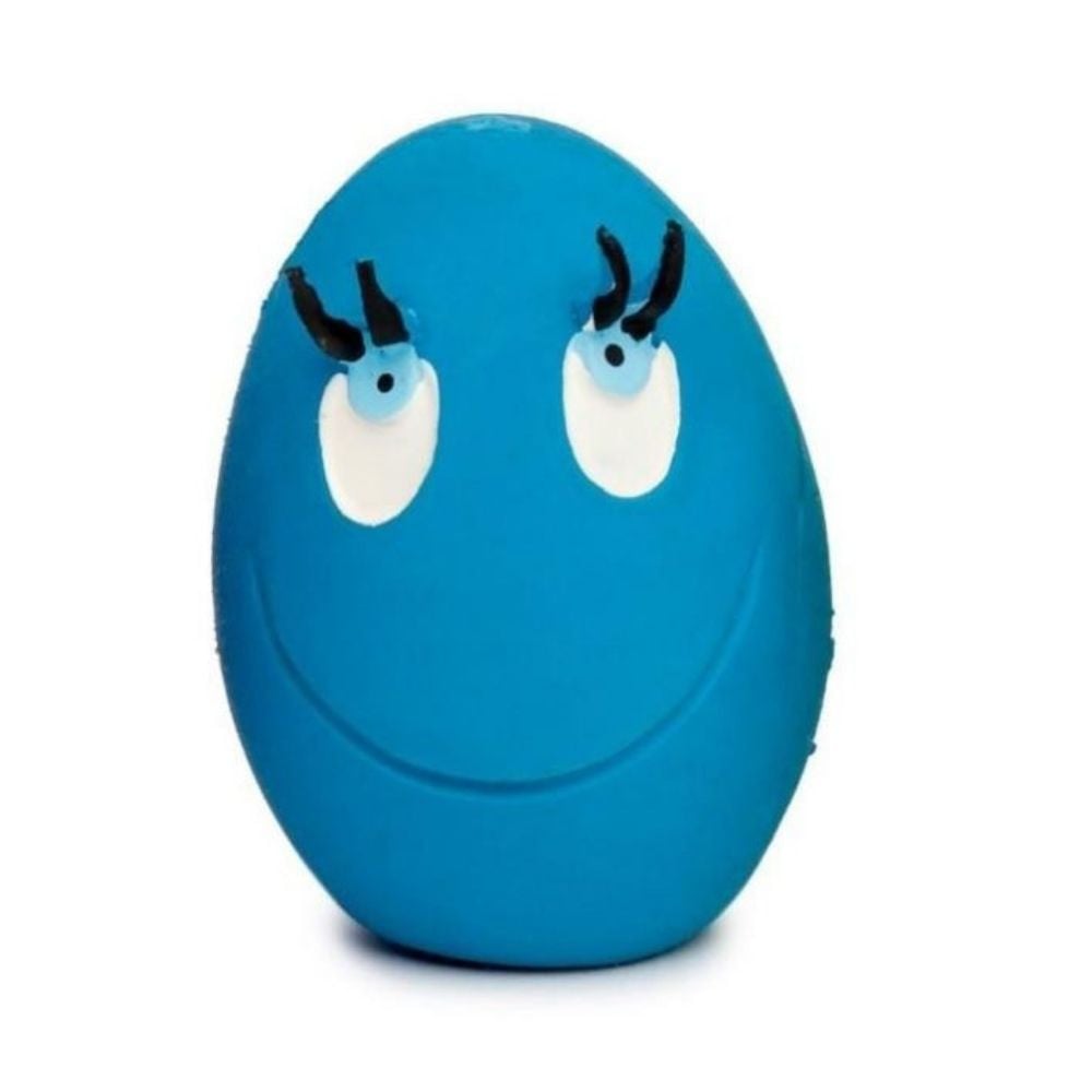 Juguete Huevo Sonriente de Látex Azul Juguetes para perros Patitas&co
