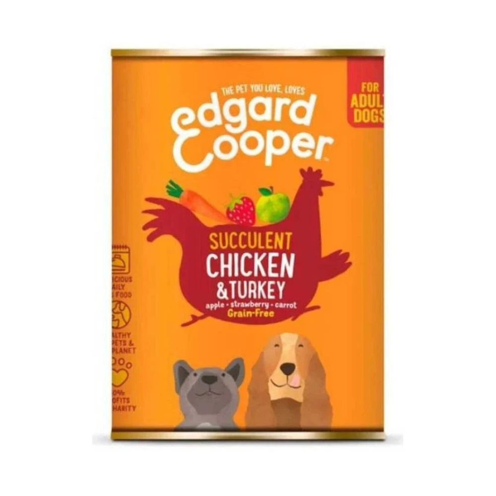 Edgard and Cooper Lata Adult Pollo y Pavo 400g Perro Comida húmeda para Perros Patitas&co