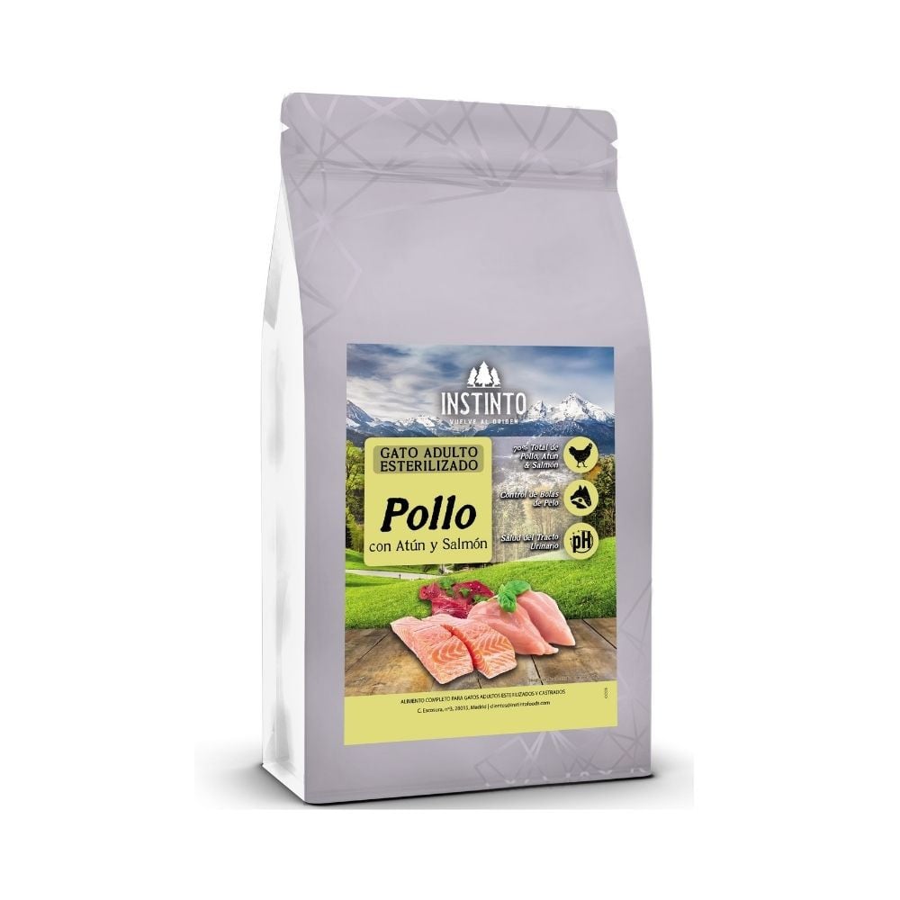 Instinto Pienso Natural Atún Salmón y Pollo Gato Esterilizado Pienso para gatos Patitas&co