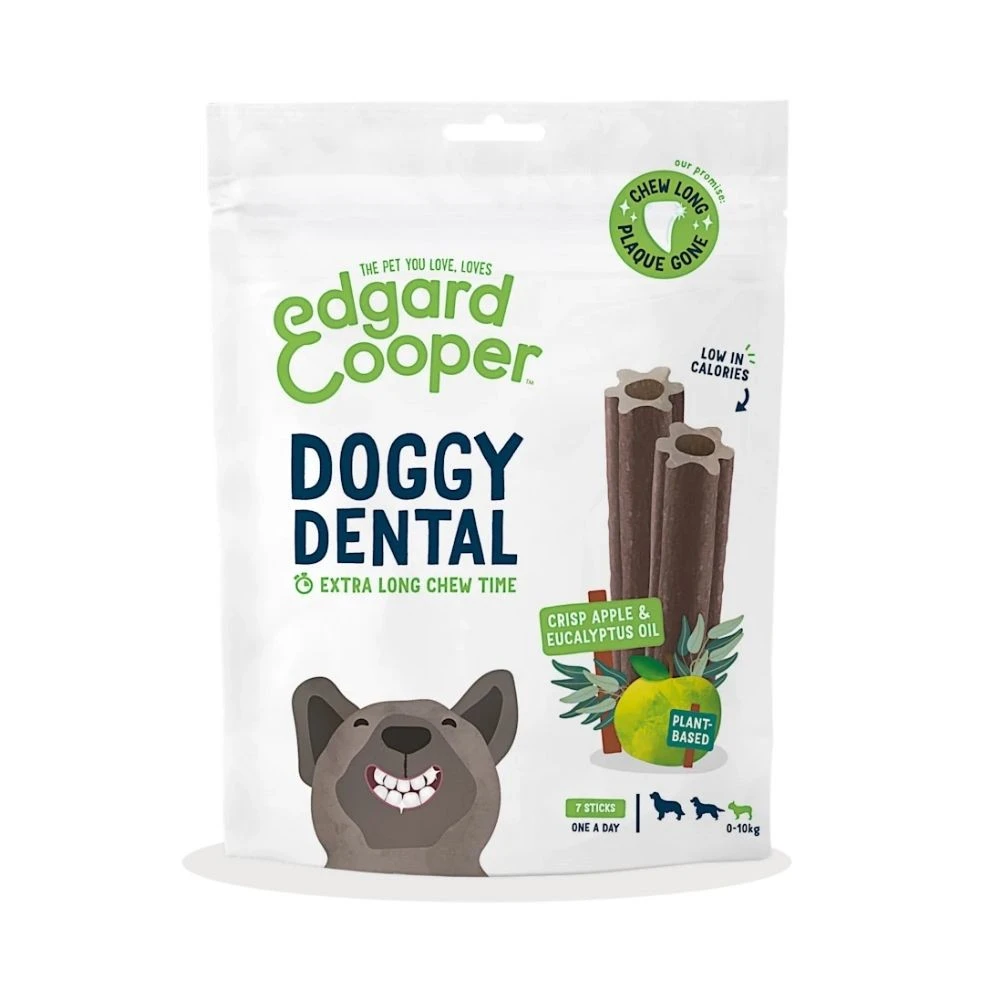 Edgard and Cooper Stick Dental Manzana y Eucalipto Snacks Saludables para Perros Patitas&co