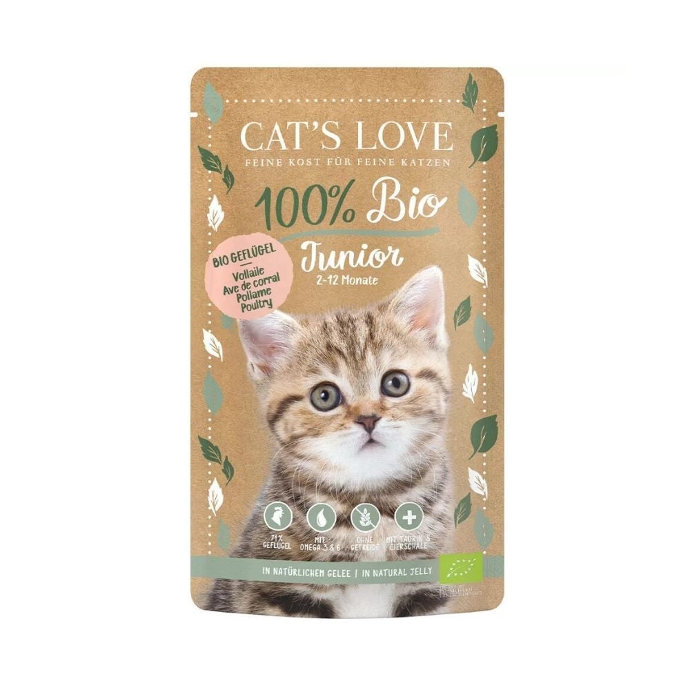 Cats Love Sobre Junior Bio Aves de Corral para Gato Comida húmeda para gatos Patitas&co