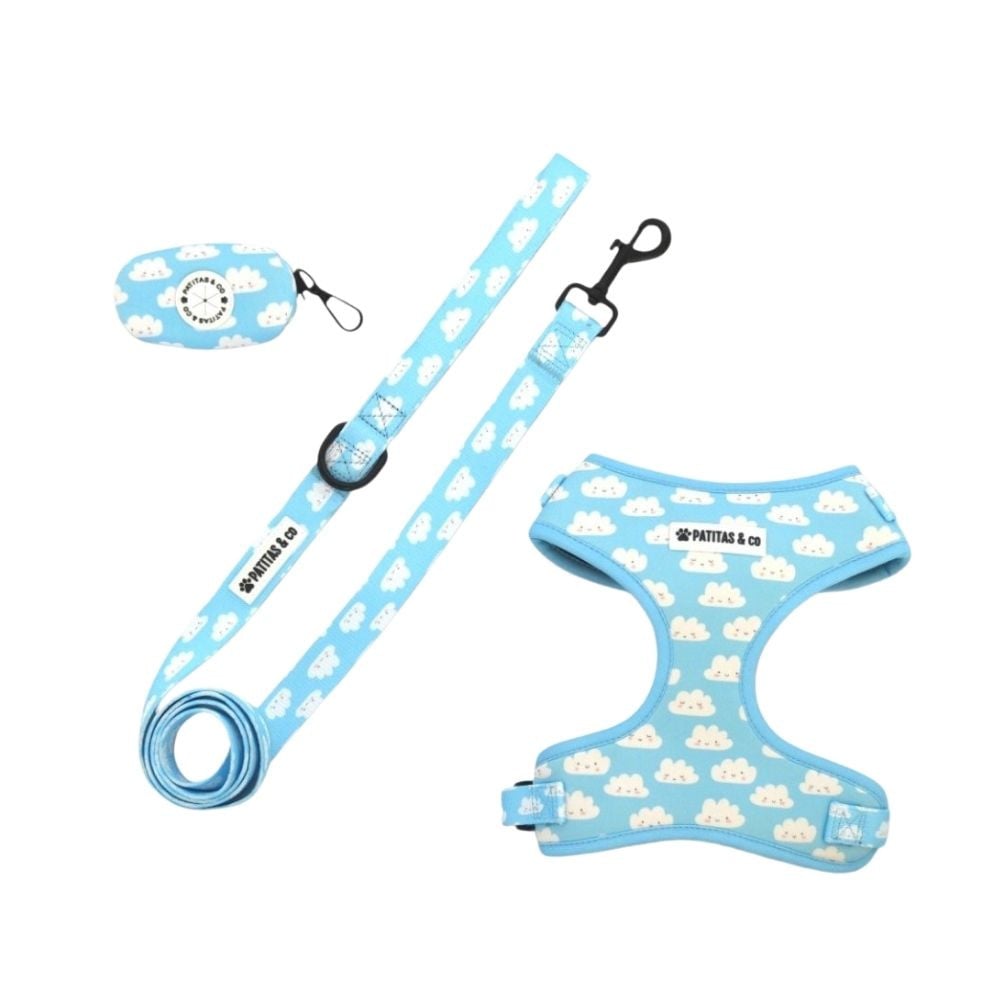 Pack Patitas Nube Arnés + Correa + Porta Bolsas Accesorios de Paseo para Perro Patitas&co