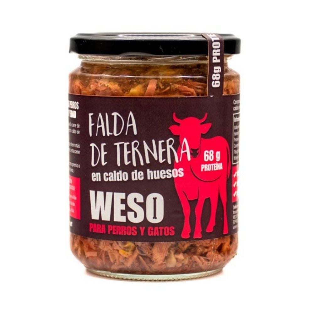 Weso Falda de Ternera en Caldo 400g Caldos y Toppers para Perros Patitas&co