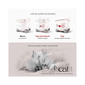 Catit Pixi Fuente Acero Inoxidable 2,5L para Gatos Accesorios para Gatos Patitas&co