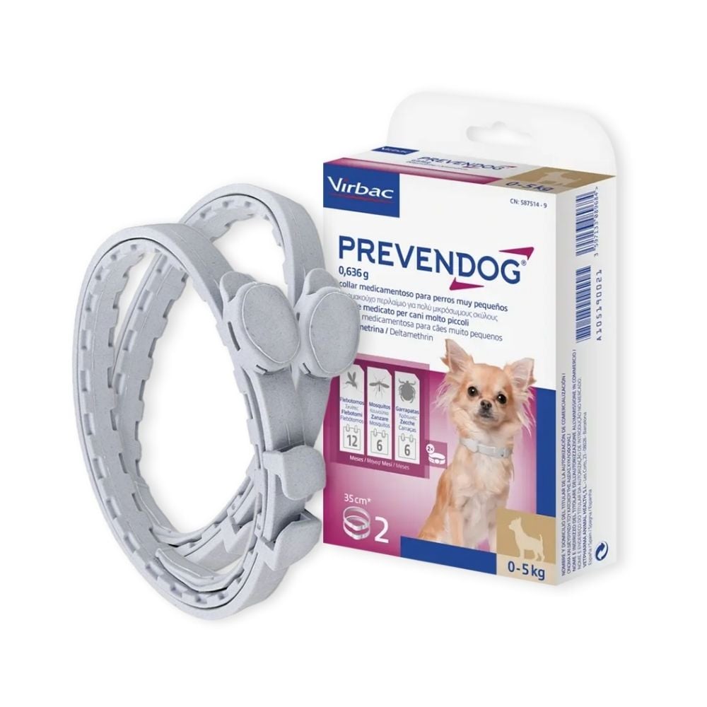 PrevenDog Collar Antiparasitario 35cm para Perros hasta 5kg (2 uds) Antiparasitarios y Repelentes para perros Patitas&co