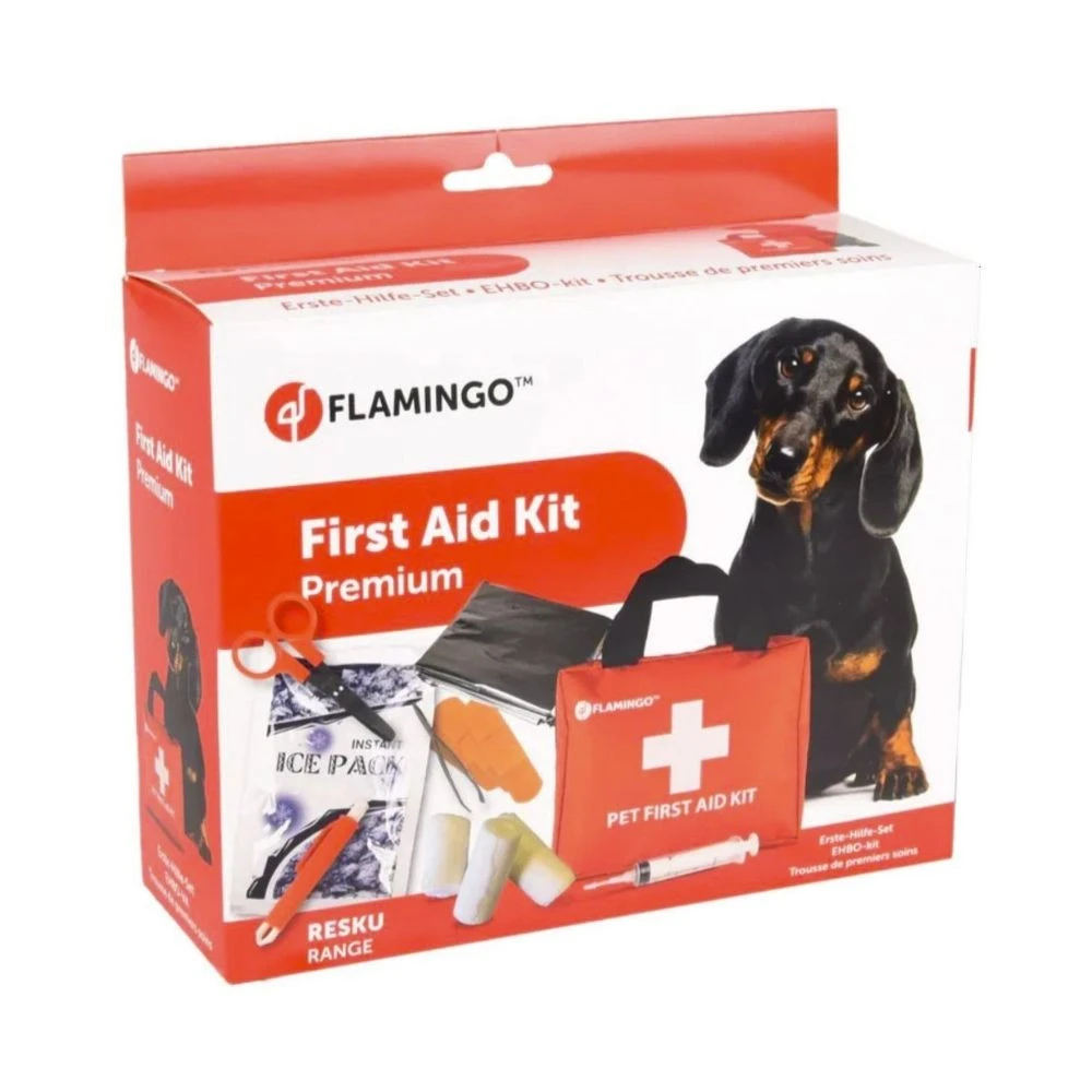 Kit Botiquín Primeros Auxilios Perro Flamingo Premium Higiene y salud Perros Patitas&co