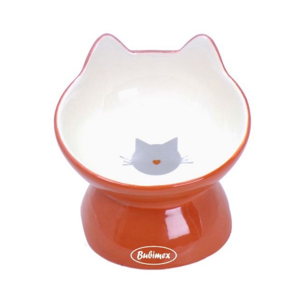 Bubimex Comedero Inclinado Naranja para Gato Comederos y Bebederos para Gatos Patitas&co
