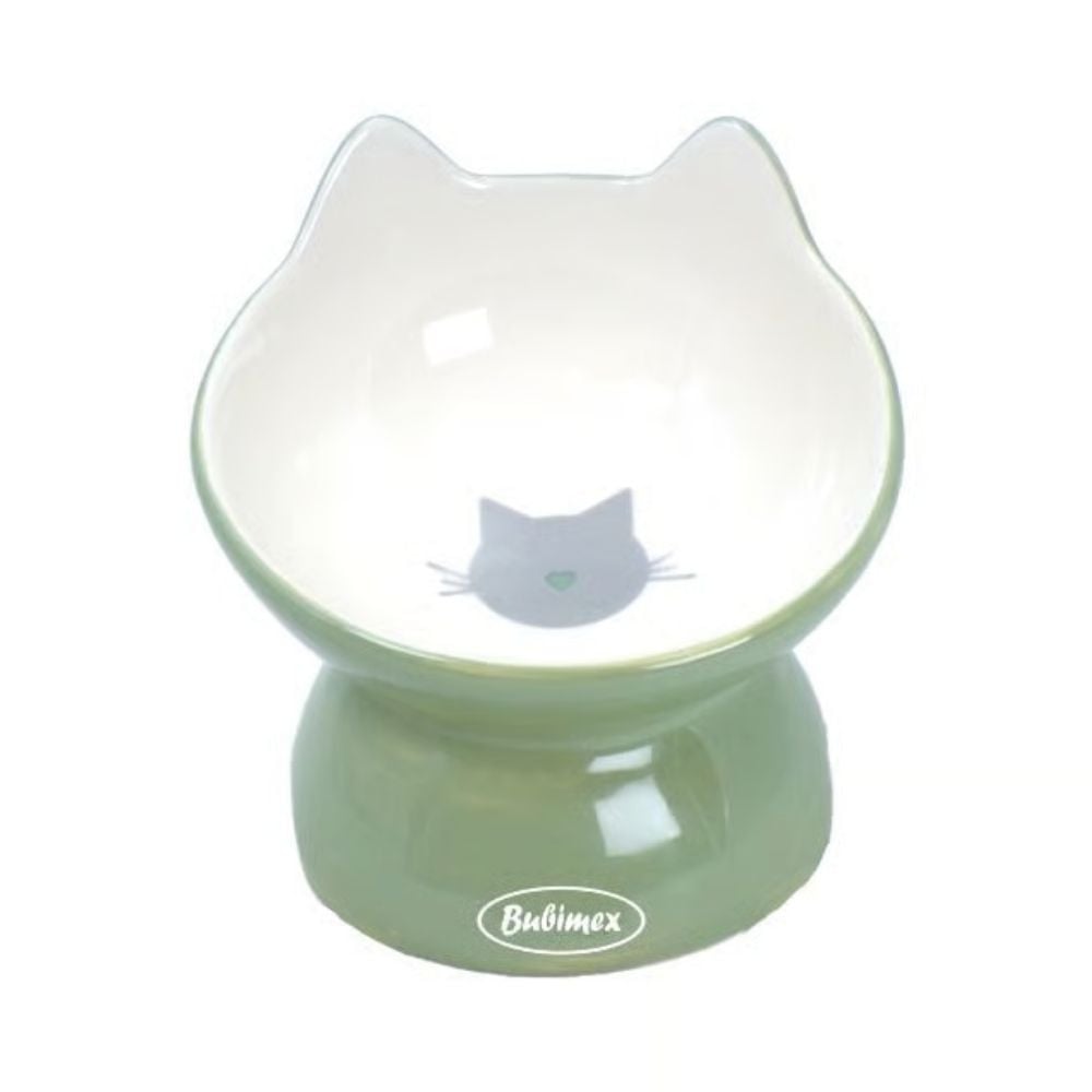 Bubimex Comedero Inclinado Verde para Gato Comederos y Bebederos para Gatos Patitas&co