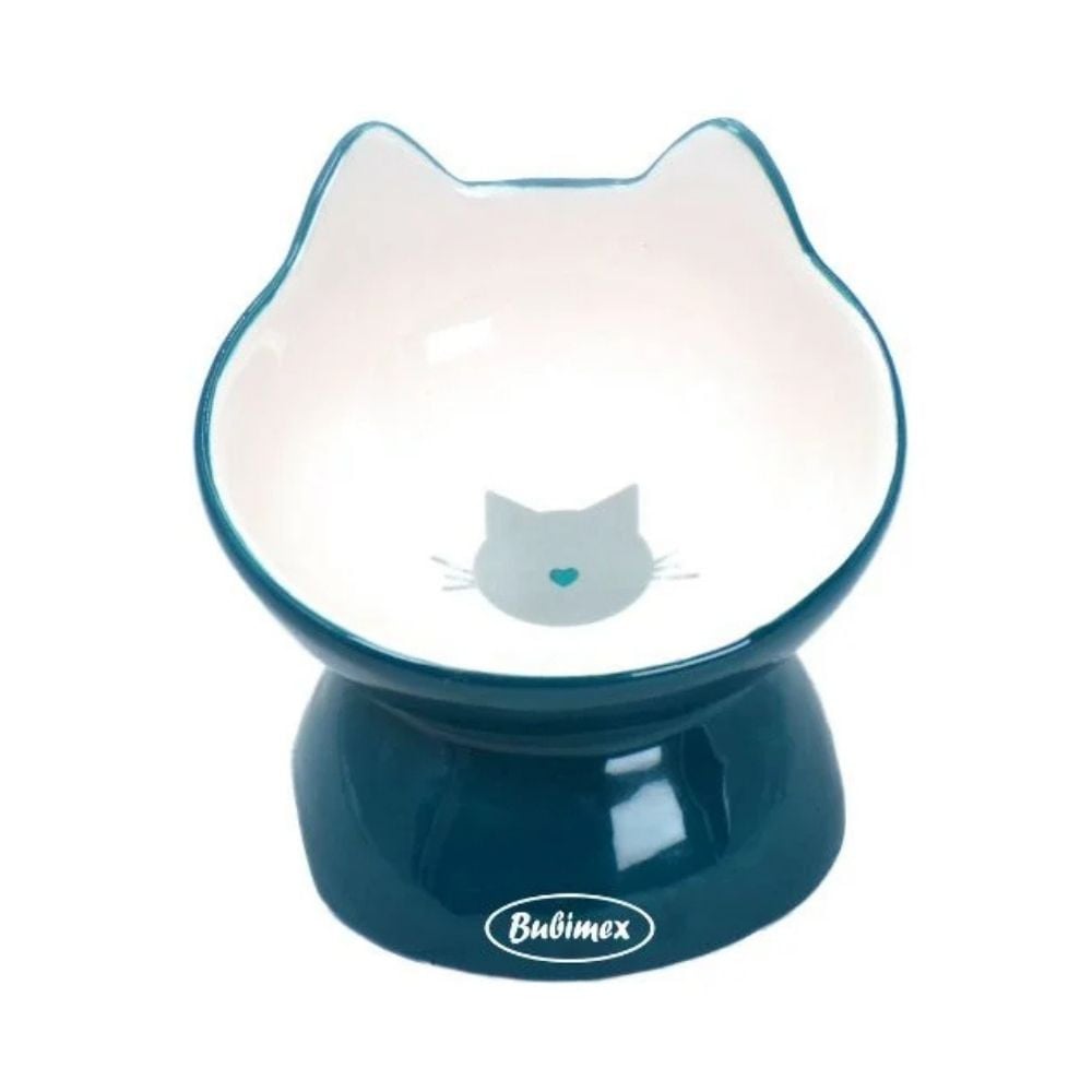 Bubimex Comedero Inclinado Azul para Gato Comederos y Bebederos para Gatos Patitas&co