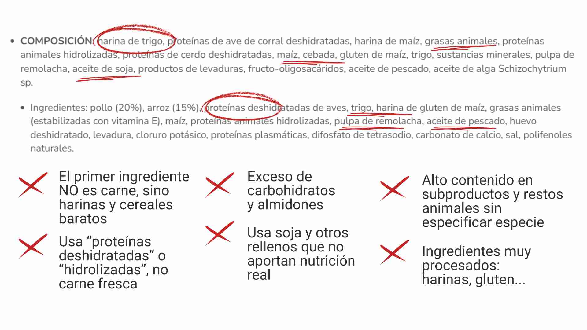 Etiqueta pienso comentario negativo