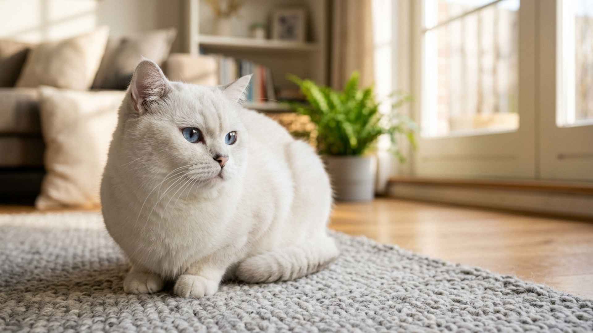 gato británico de pelo corto blanco con ojos azules