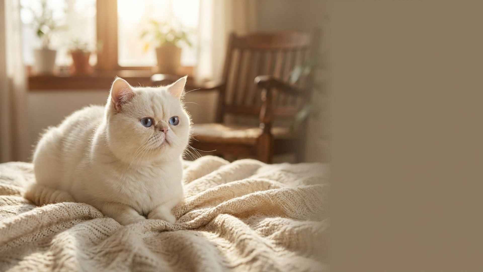 gato exótico de pelo corto blanco con ojos azules